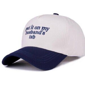 Put It on My Husband’s Tab Trucker Hat | White & Navy | New With Tags
